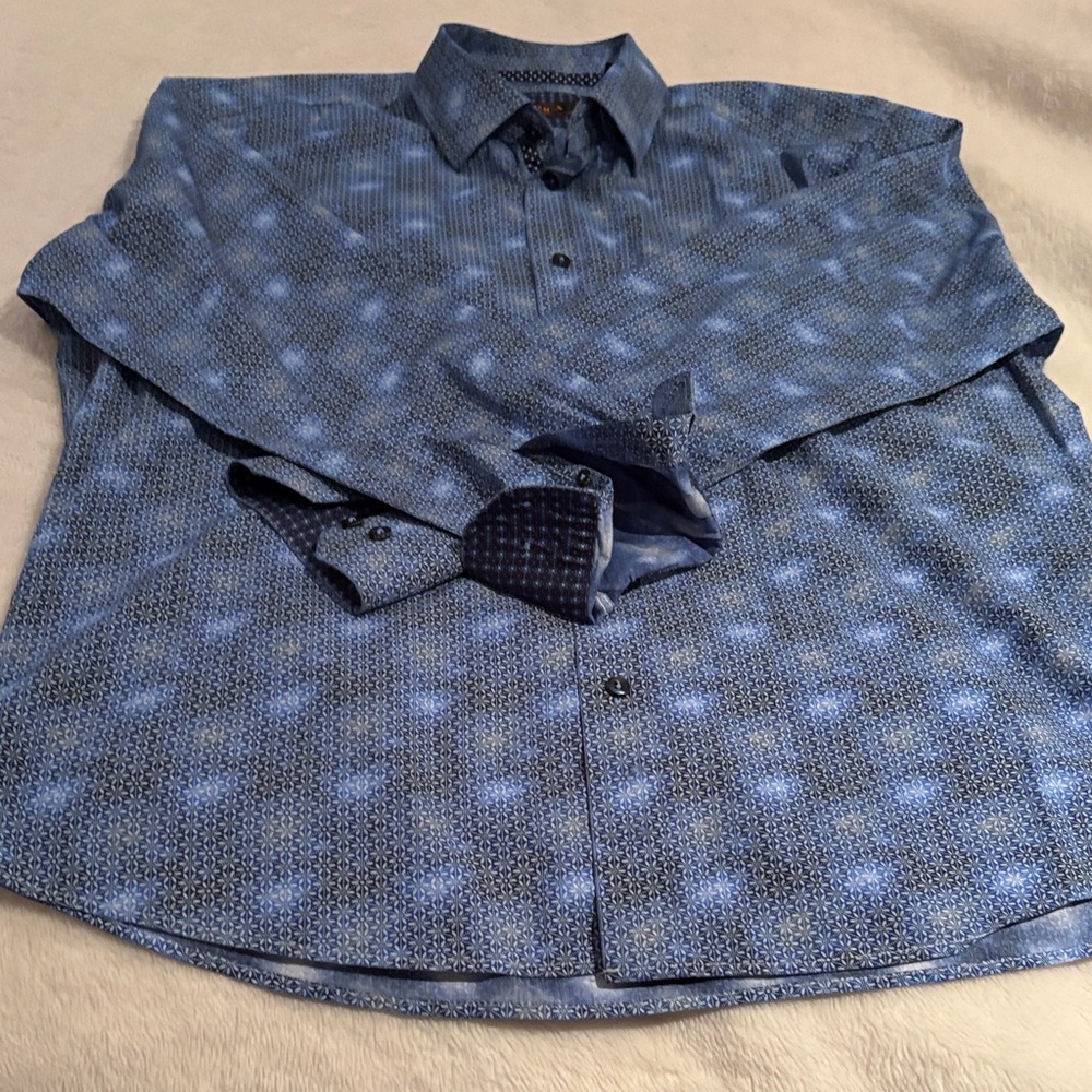Stylish Blue Geometric Men's Shirt